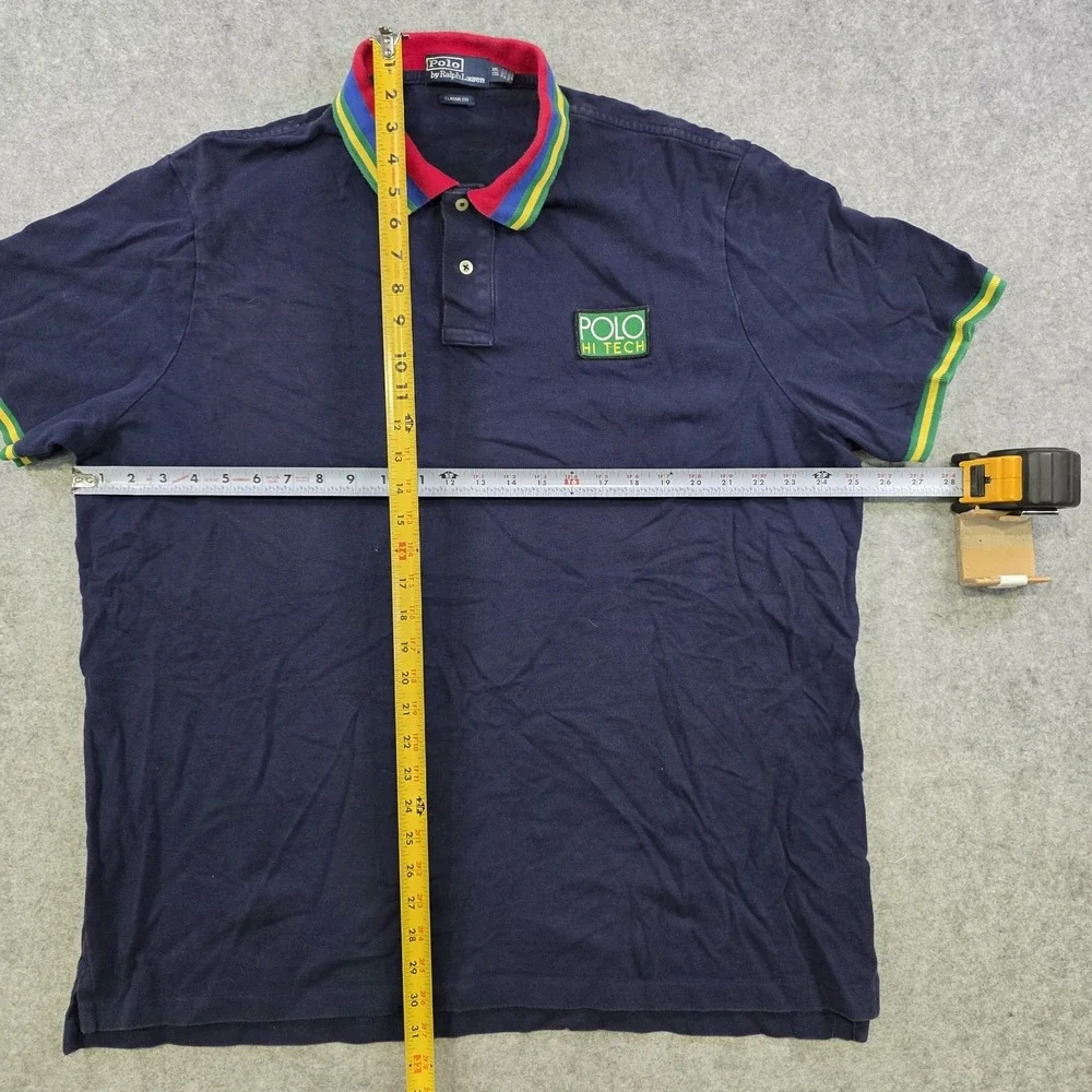 Polo By Ralph Lauren Hi Tech Polo Shirt Mens 2XL Blue Classic Fit Striped Collar